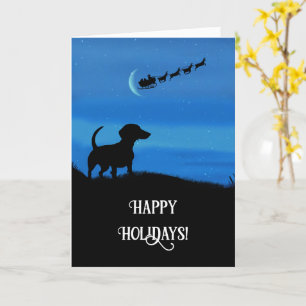 Christmas Happy Holidays with Cute Dachshund Card