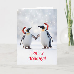 Christmas Happy Holidays with Penguins Cute Card