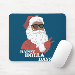 Christmas Happy Holla Days African American Mouse Pad