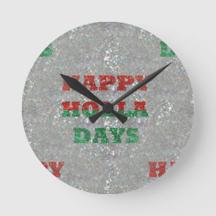 christmas happy holla days round clock