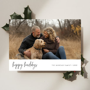Christmas Happy Howlidays Couple Photo With Dog Holiday Card