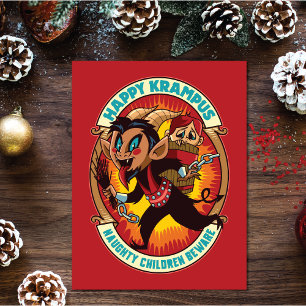 Christmas Happy Krampus Naughty Children Beware Holiday Card