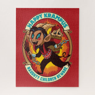 Christmas Happy Krampus Naughty Children Beware Jigsaw Puzzle