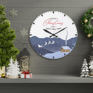 Christmas Happy new year Santa gift Large Clock