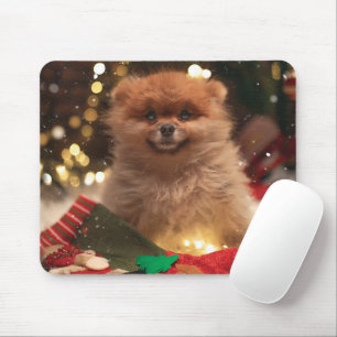 Christmas happy puppy mouse pad