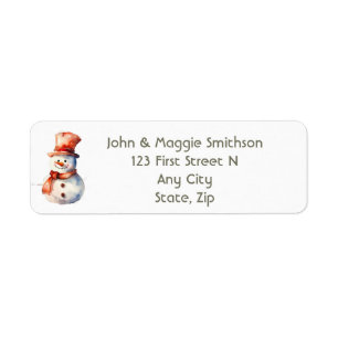 Christmas Happy Snowman winter Cute Return Address Label