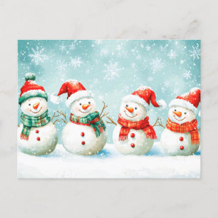 Christmas Happy Snowman's Holiday Postcard