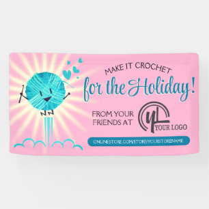 Christmas happy yarn crochet hook homespun crafts banner