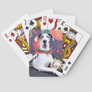 Christmas - Harlequin Great Dane - Baron Playing Cards