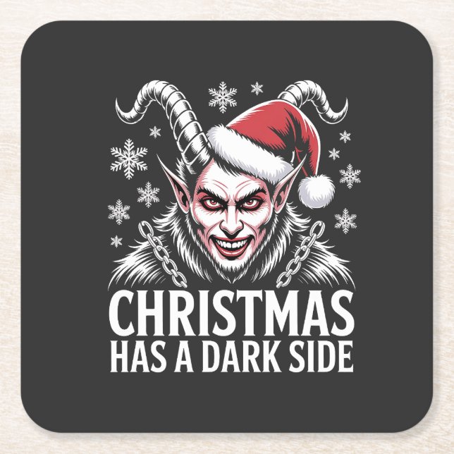 Christmas Has a Dark Side Square Paper Coaster (Front)
