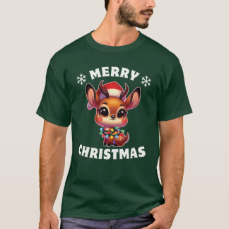 Christmas Hat Christmas Fairy Lights Dikdik girl T-Shirt