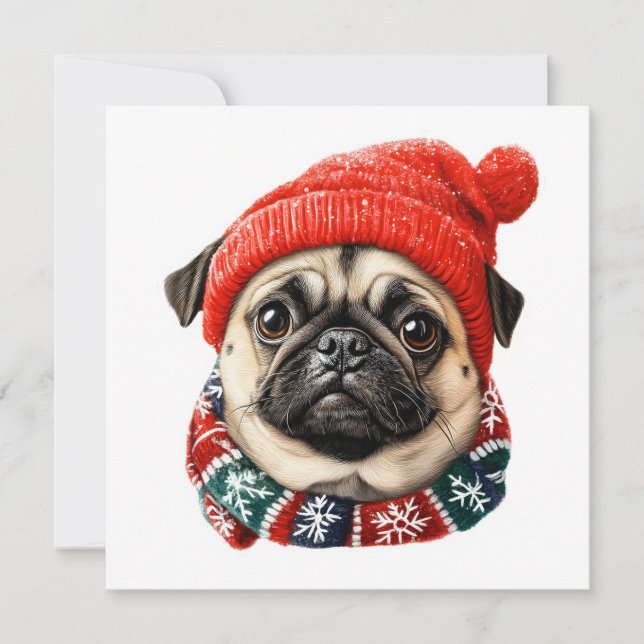 Christmas hat cute pug (Front)