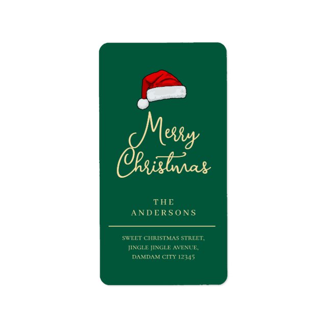 Christmas Hat Elegant Simple Return Address Label (Front)