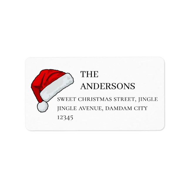 Christmas Hat Elegant Simple Return Address Label (Front)