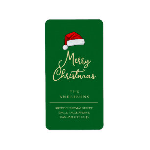 Christmas Hat Elegant Simple Return Address Label