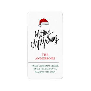 Christmas Hat Elegant Simple Return Address Label