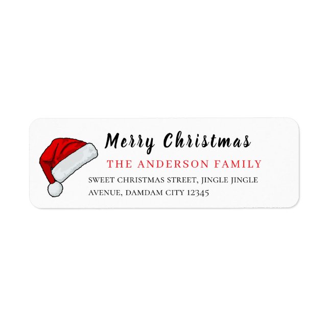 Christmas Hat Elegant Simple Return Address Return Address Label (Front)