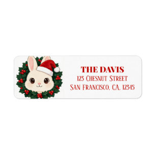 Christmas Hat Festive Bunny - Return address Label