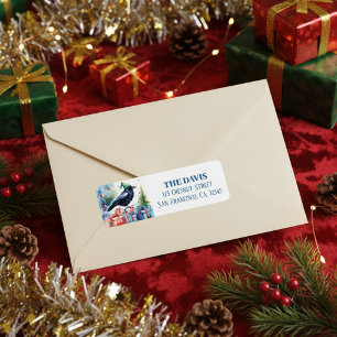 Christmas Hat Festive Crow - Return address  Label