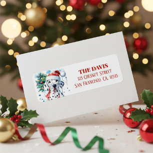 Christmas Hat Festive Dalmatian - Return address  Label