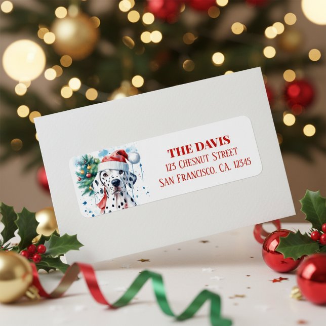 Christmas Hat Festive Dalmatian - Return address  Label (Creator Uploaded)