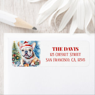 Christmas Hat Festive French Bulldog Return Address Label