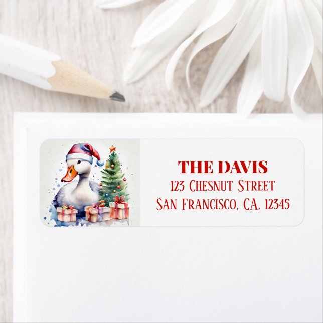 Christmas Hat Festive Goose - Return address  Label (Insitu)