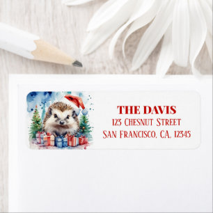 Christmas Hat Festive Hedgehog Return Address Label