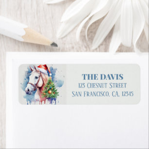 Christmas Hat Festive Horse Return Address Label