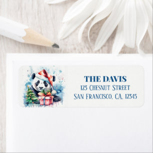 Christmas Hat Festive Panda Return Address Label