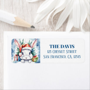 Christmas Hat Festive Rabbit Return Address Label