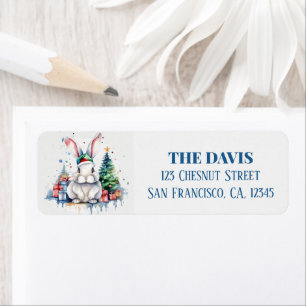 Christmas Hat Festive Rabbit Return Address Label