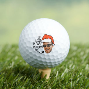 Christmas Hat Funny If Lost Return To Face Photo Golf Balls