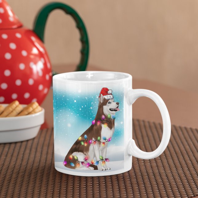 Christmas Hat Merry Christmas Siberian husky Lover Coffee Mug (Creator Uploaded)