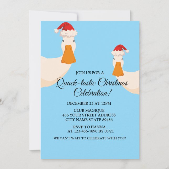 Christmas hat simple duck funny cute minimalistic invitation (Front)