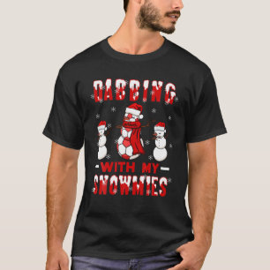 Christmas Hat Soccer Ball Dabbing Snowman Sport Pl T-Shirt