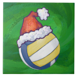 Christmas Hat Volleyball Ceramic Tile