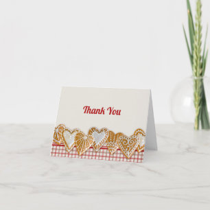 Christmas Heart Cookie   Plaid Thank You Card
