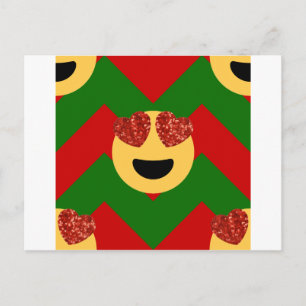 christmas heart eye emoji holiday postcard