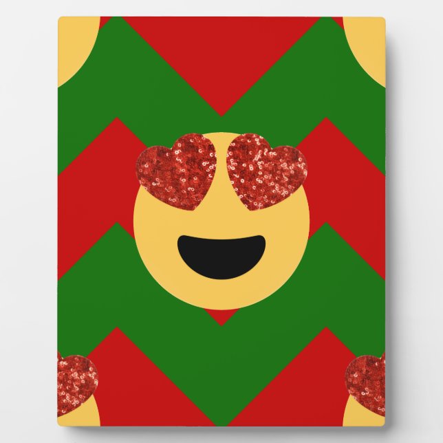 christmas heart eye emoji plaque (Front)