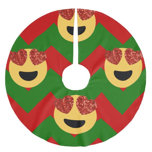 christmas heart eye emoji xmas tree skirt (Front)