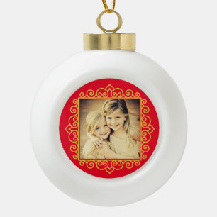 Christmas Heart Frame Photo Personalised Gift  Ceramic Ball Christmas Ornament