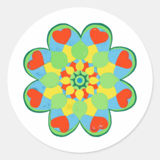 Christmas Heart Mandala Classic Round Sticker