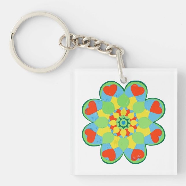  Christmas Heart Mandala  Keychain (Front)
