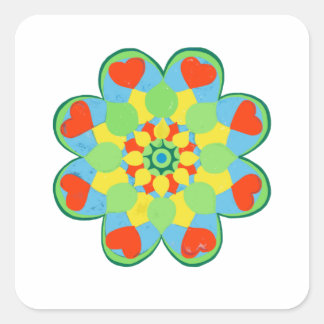 Christmas Heart Mandala Square Sticker