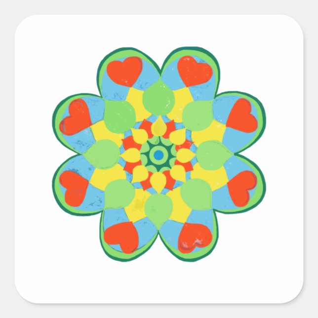 Christmas Heart Mandala Square Sticker (Front)