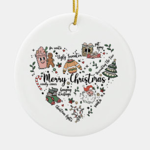 Christmas Heart Ornament, Merry Christmas Ornament