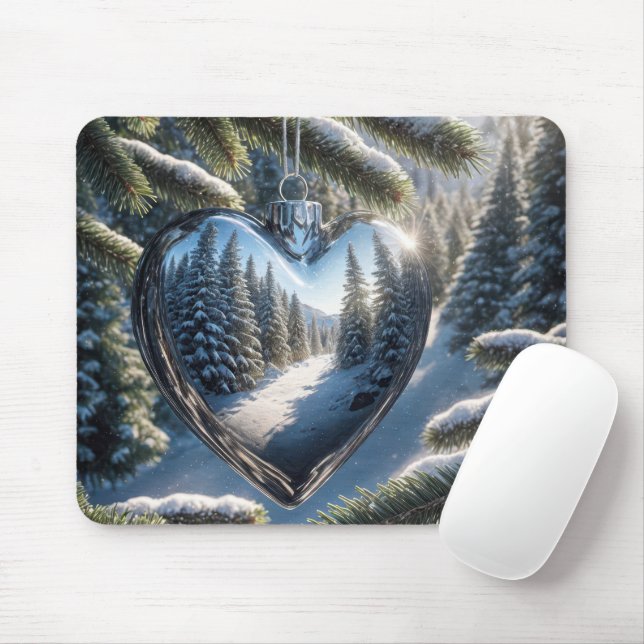 Christmas Heart Ornament Mouse Pad (With Mouse)