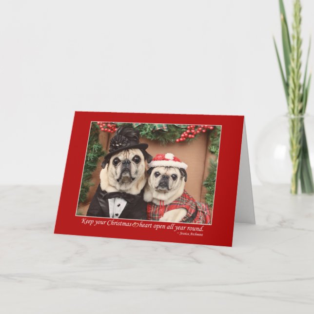 Christmas Heart Pug Card (Front)