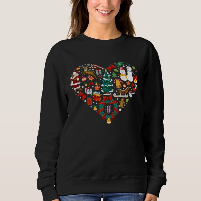 Christmas Heart Shape Winter Holiday Party Men Wom Sweatshirt (Front)